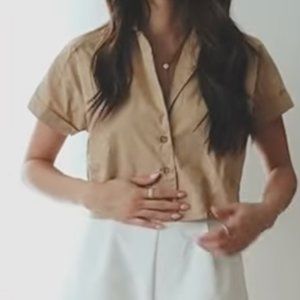 Mango cropped button up shirt